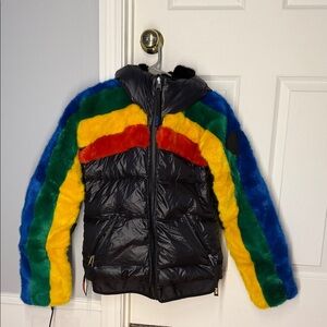Rossignol Colorful Puffer Jacket with Faux Fur Accents